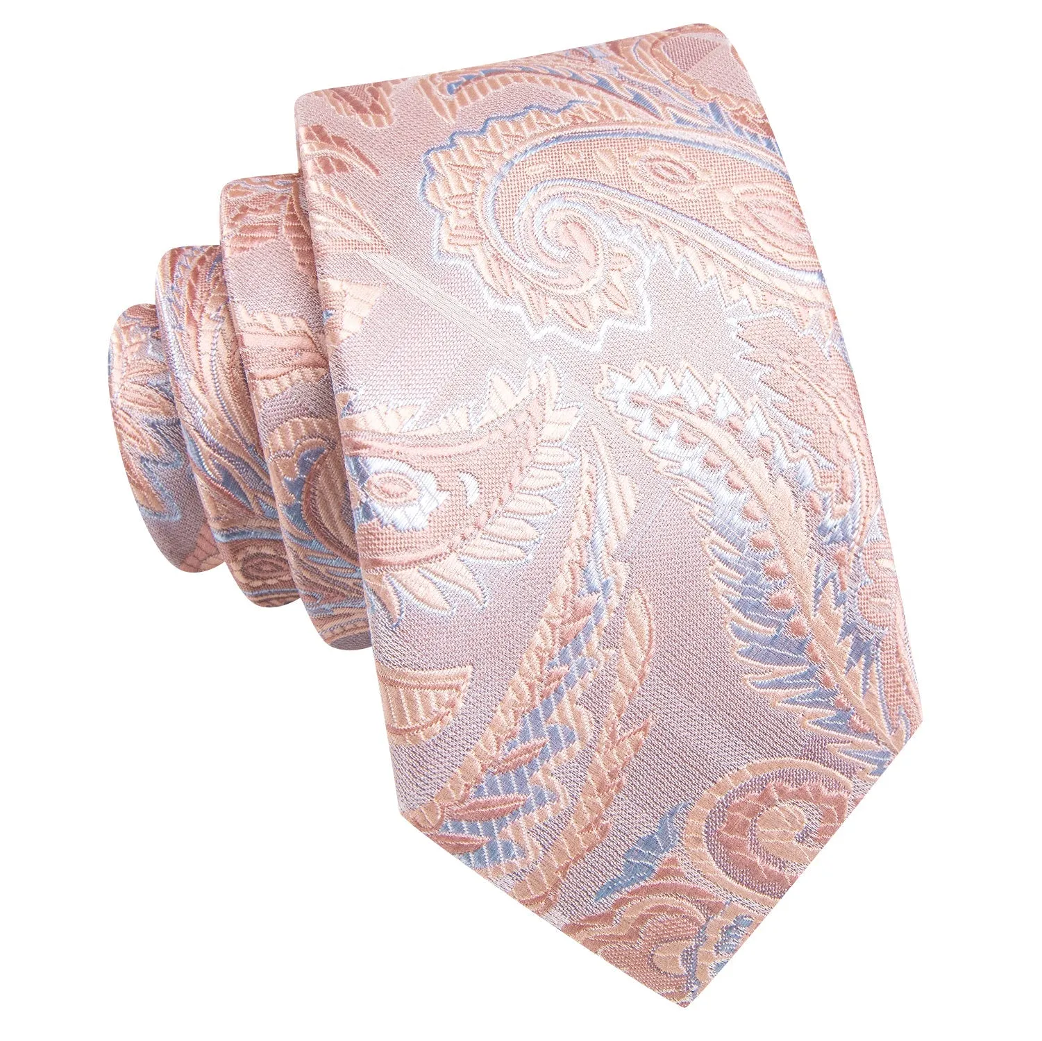 Ties2you Mens Wedding Suit Tie Pink Paisley Necktie Pocket Square Cufflinks Set sold by Ties2You product image thumbnail 5