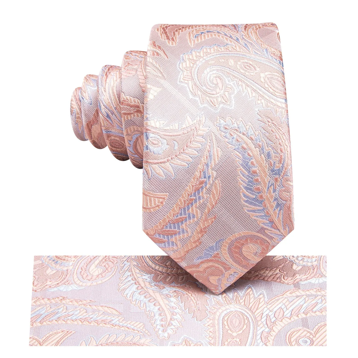 Ties2you Mens Wedding Suit Tie Pink Paisley Necktie Pocket Square Cufflinks Set sold by Ties2You product image thumbnail 3
