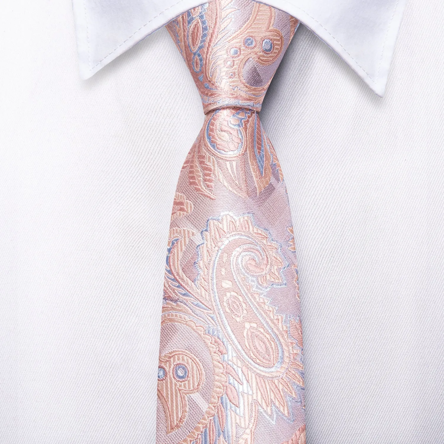 Ties2you Mens Wedding Suit Tie Pink Paisley Necktie Pocket Square Cufflinks Set sold by Ties2You product image thumbnail 4