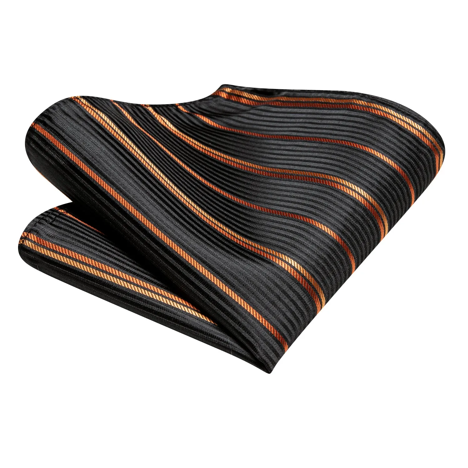 Black Orange Striped Tie Pocket Square Cufflinks Set sold by Ties2You product image thumbnail 4