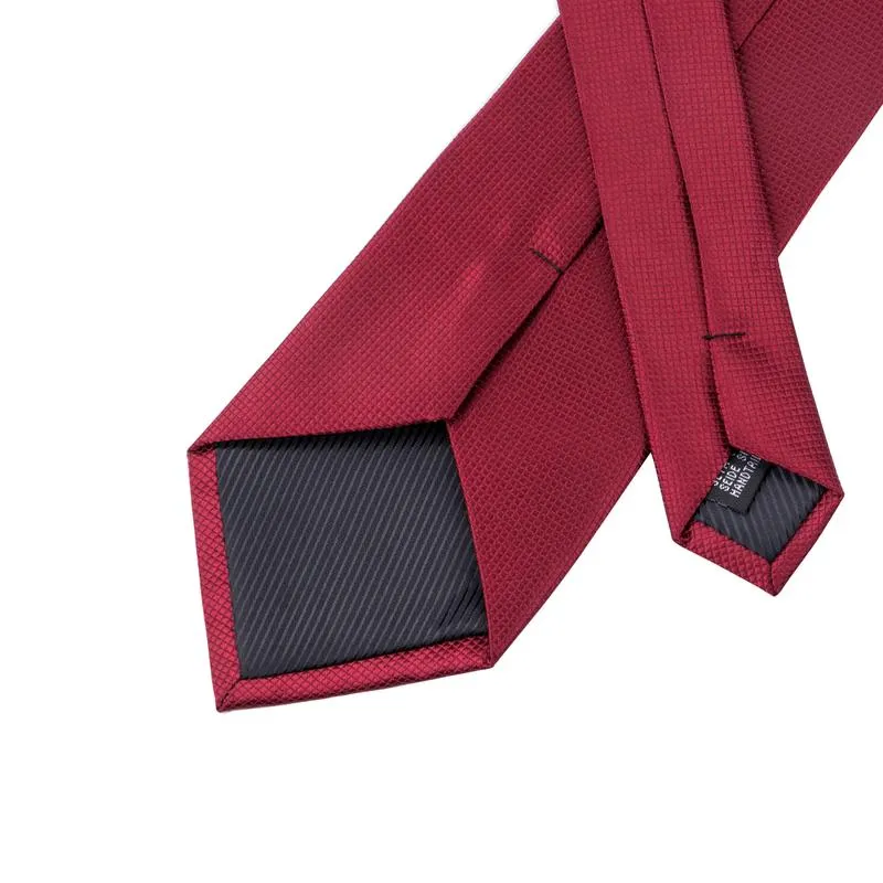 Red Solid Silk 63 Inches Extra Long Men's Tie Pocket Square Cufflinks Set sold by Ties2You product image thumbnail 5