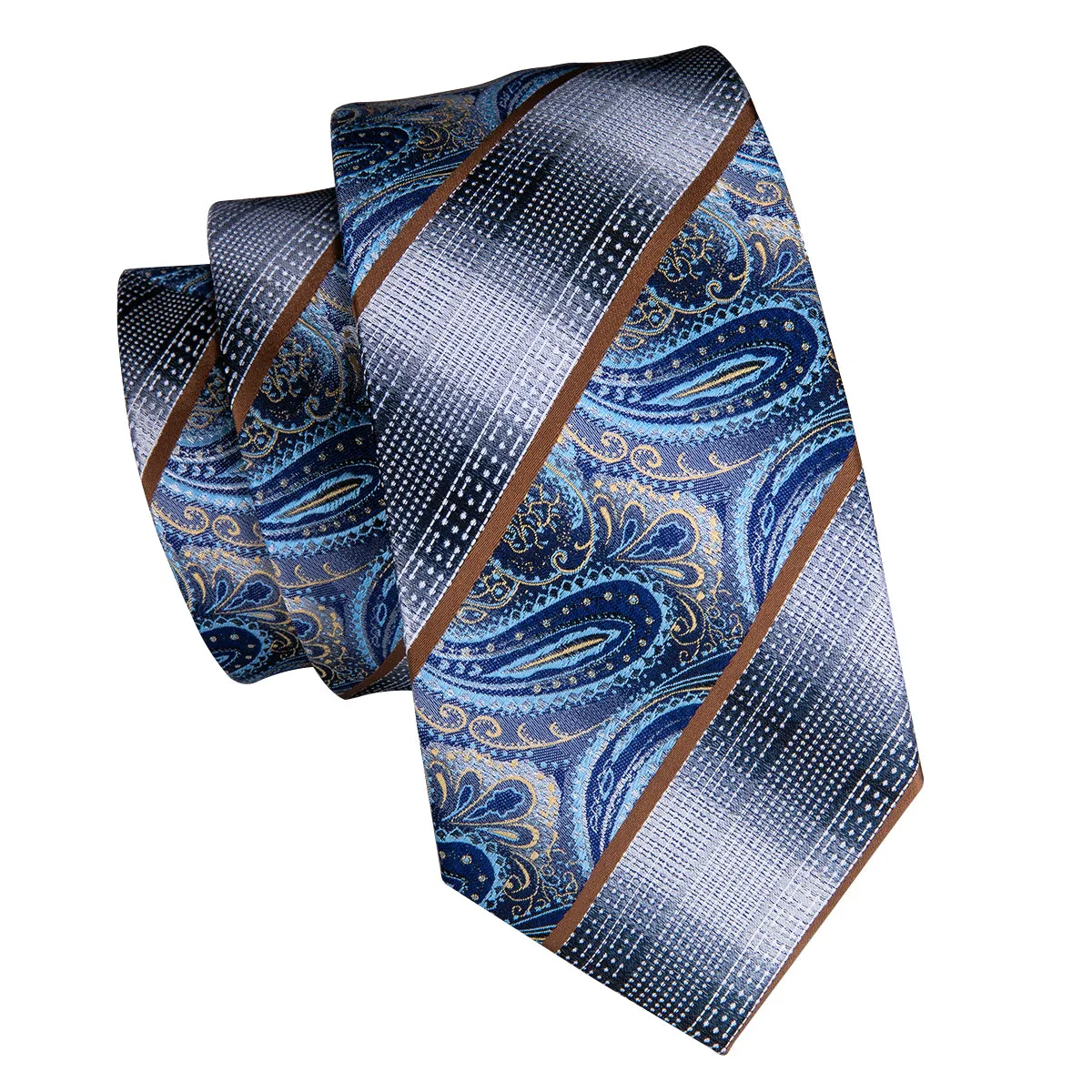 Ties2you Mens Formal Tie Blue Paisley Business Necktie Pocket Square Cufflinks Set sold by Ties2You product image thumbnail 5