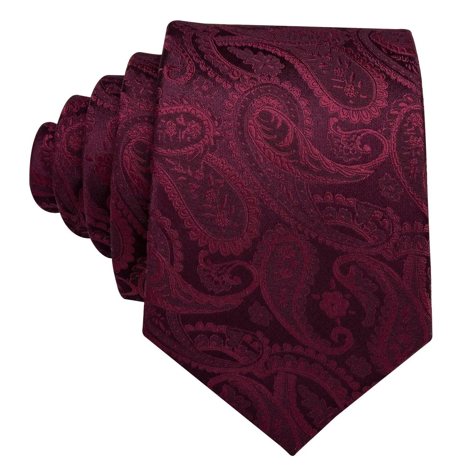 Ties2you Wine Silk Tie Paisley Jacquard Mens Necktie Handkercheif Cufflinks Set sold by Ties2You product image thumbnail 3