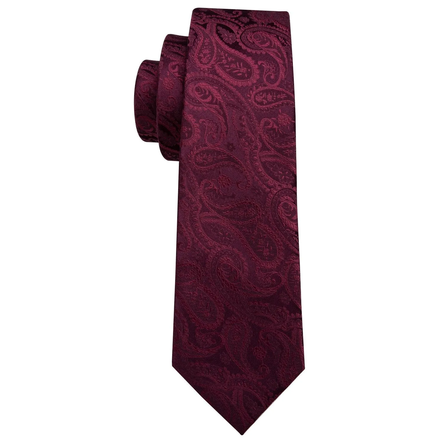 Ties2you Wine Silk Tie Paisley Jacquard Mens Necktie Handkercheif Cufflinks Set sold by Ties2You product image thumbnail 4