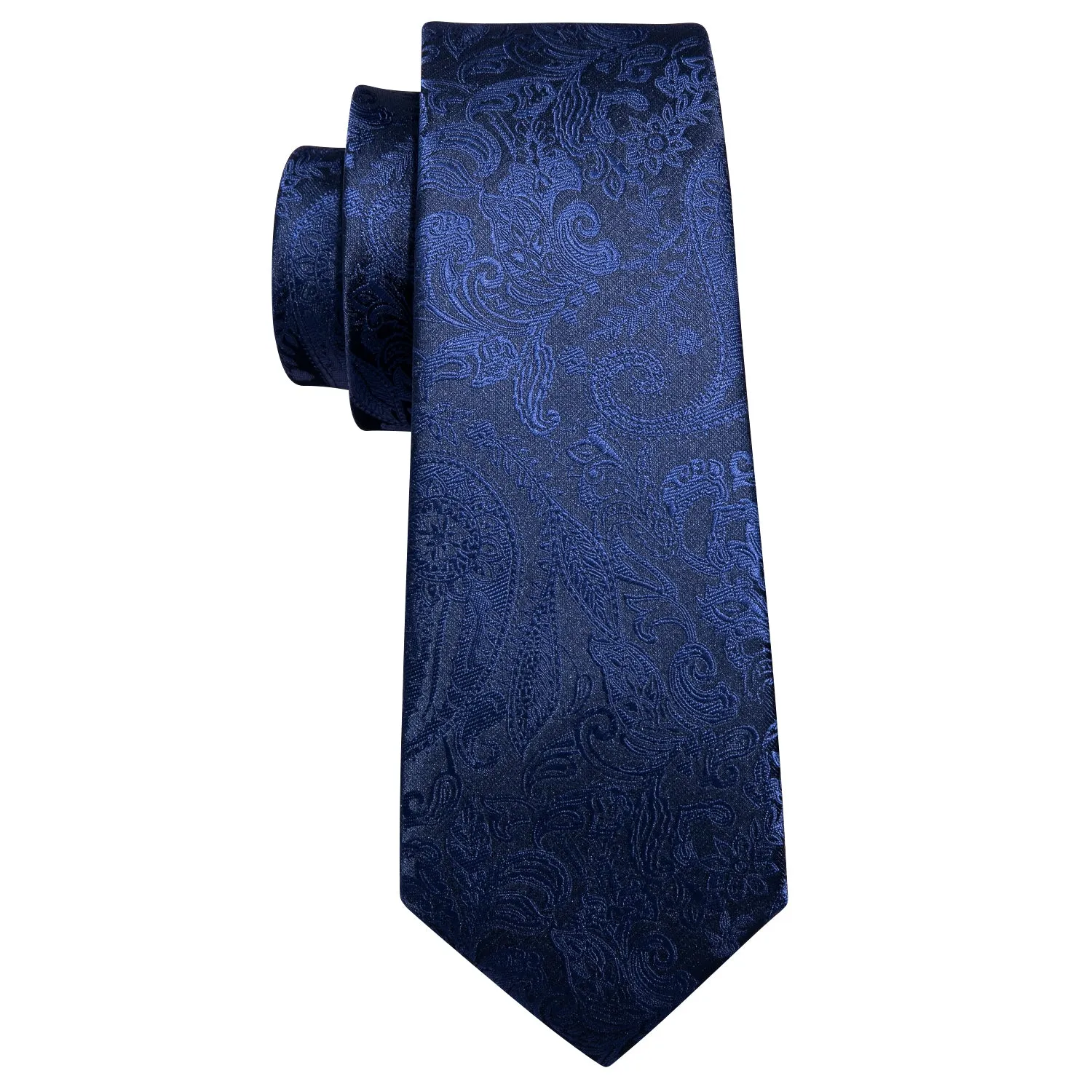 Navy Blue Floral Mens Tie Pocket Square Cufflinks Set sold by Ties2You product image thumbnail 3
