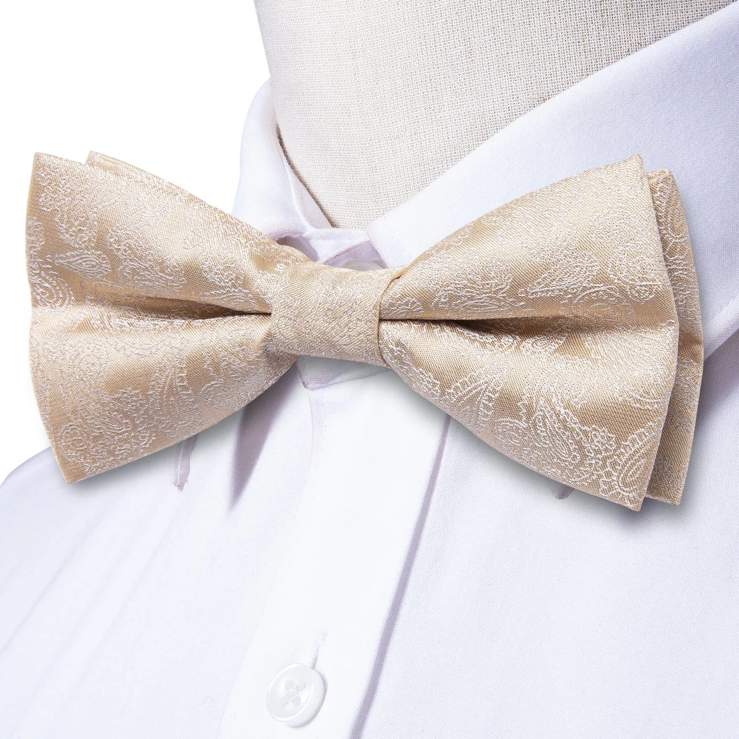 Ties2you Wedding Tie Champagne Men's Pre-Tied Bow tie Pocket Square Cufflinks Set sold by Ties2You product image thumbnail 4