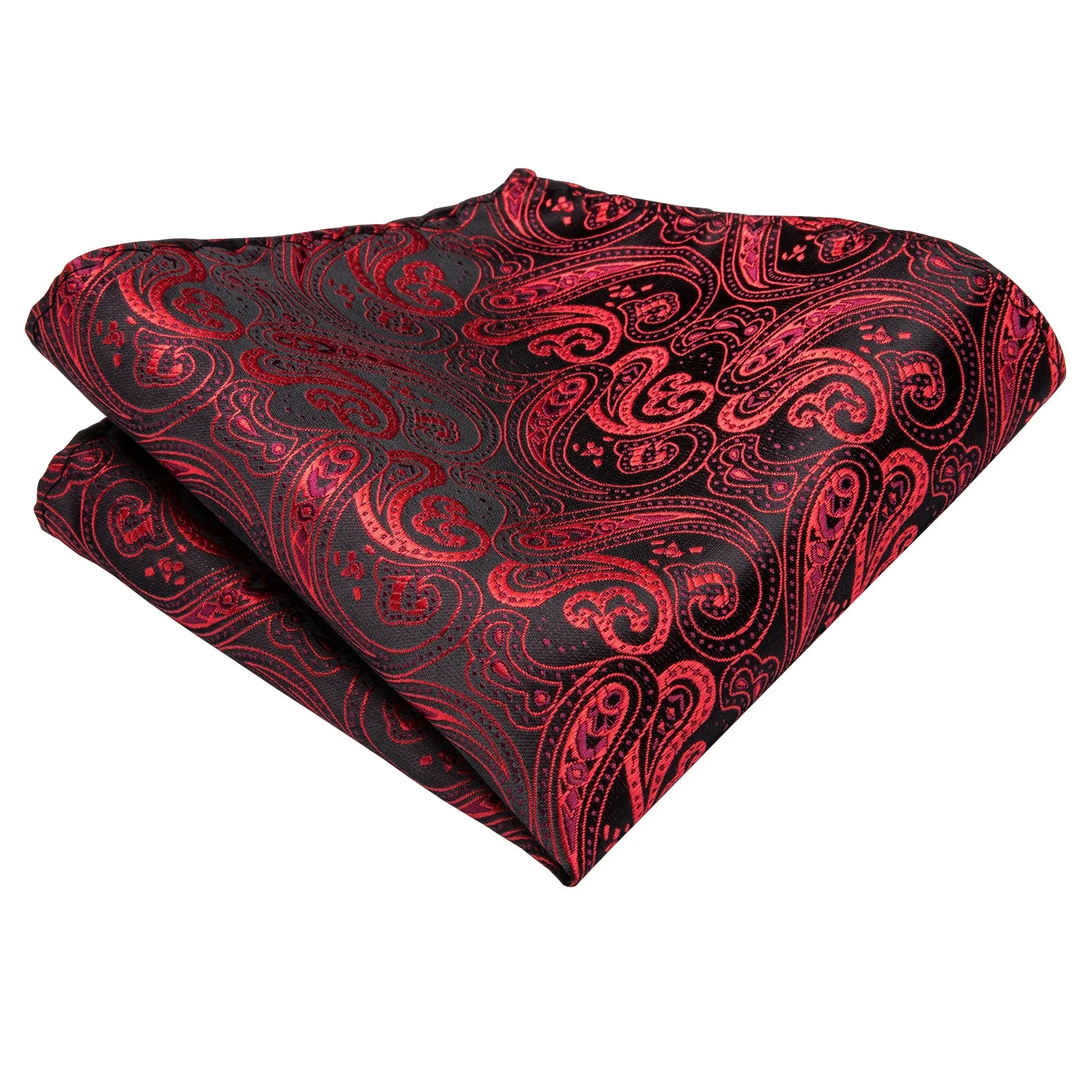 Dark Red Paisley Silk Ascot Cravat Pocket Square Cufflinks Set sold by Ties2You product image thumbnail 5
