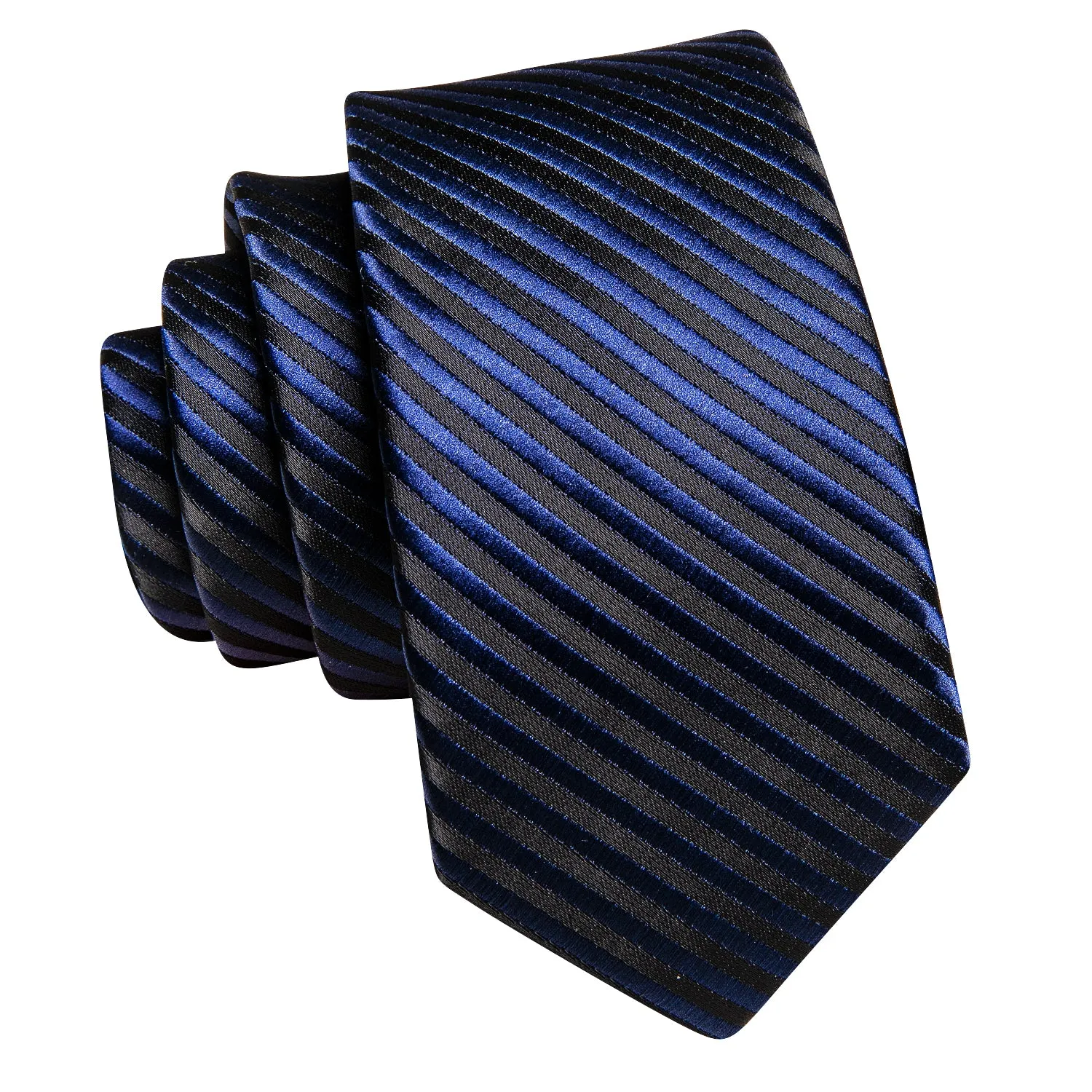 Ties2you Business Striped Tie for Men Navy Blue Silk Necktie Handkercheif Cufflinks Set sold by Ties2You product image thumbnail 2