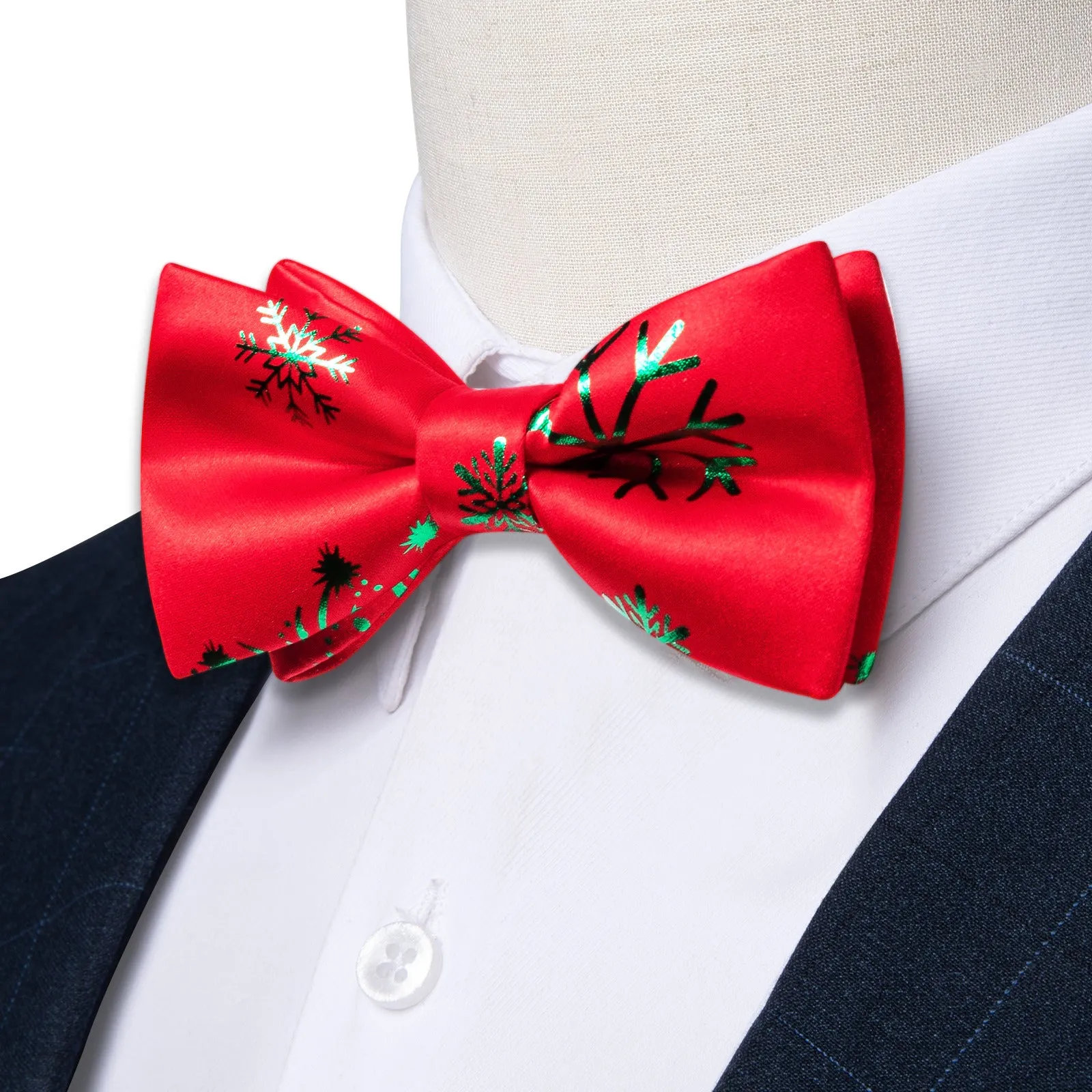 Ties2you Xmas Snowflake Bow Tie Pre-tied Bowtie Hanky Cufflinks Set for Holiday sold by Ties2You product image thumbnail 4