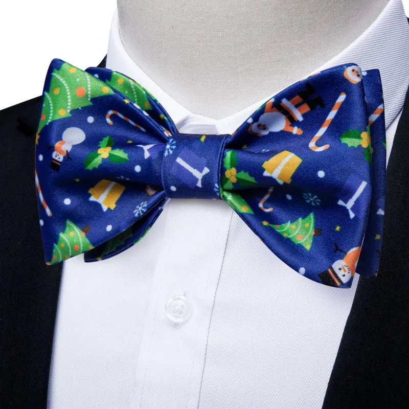 Ties2you Xmas Tree Bow Tie Mens Blue Self-Tied Bowtie Hanky Cufflinks Set for Party sold by Ties2You