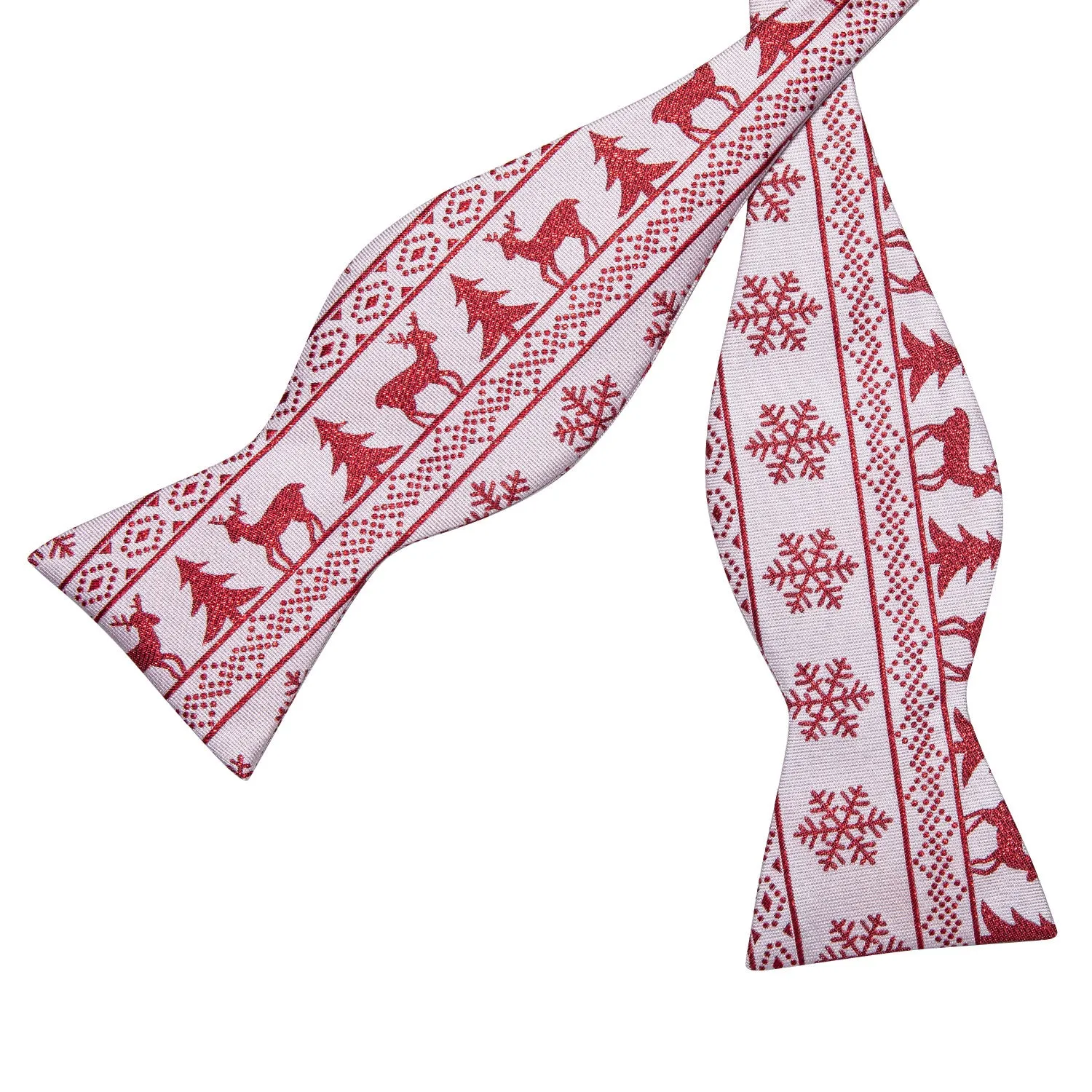 Ties2you Mens Xmas Bow Tie White Reindeer Self-Tied Bowtie Pocket Square Cufflinks Set sold by Ties2You product image thumbnail 3