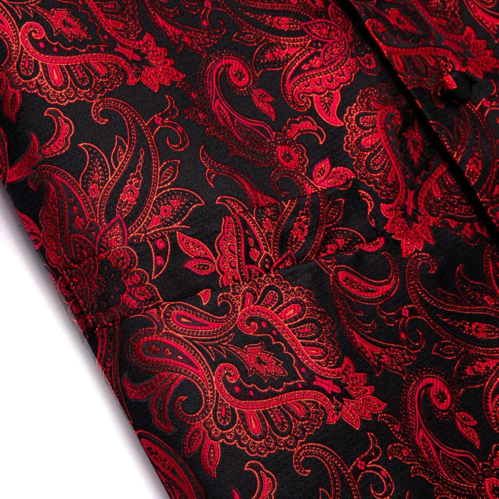 Ties2you V-Neck Waistcoat Red Jacquard Paisley Men's Vest Necktie Set sold by Ties2You product image thumbnail 4