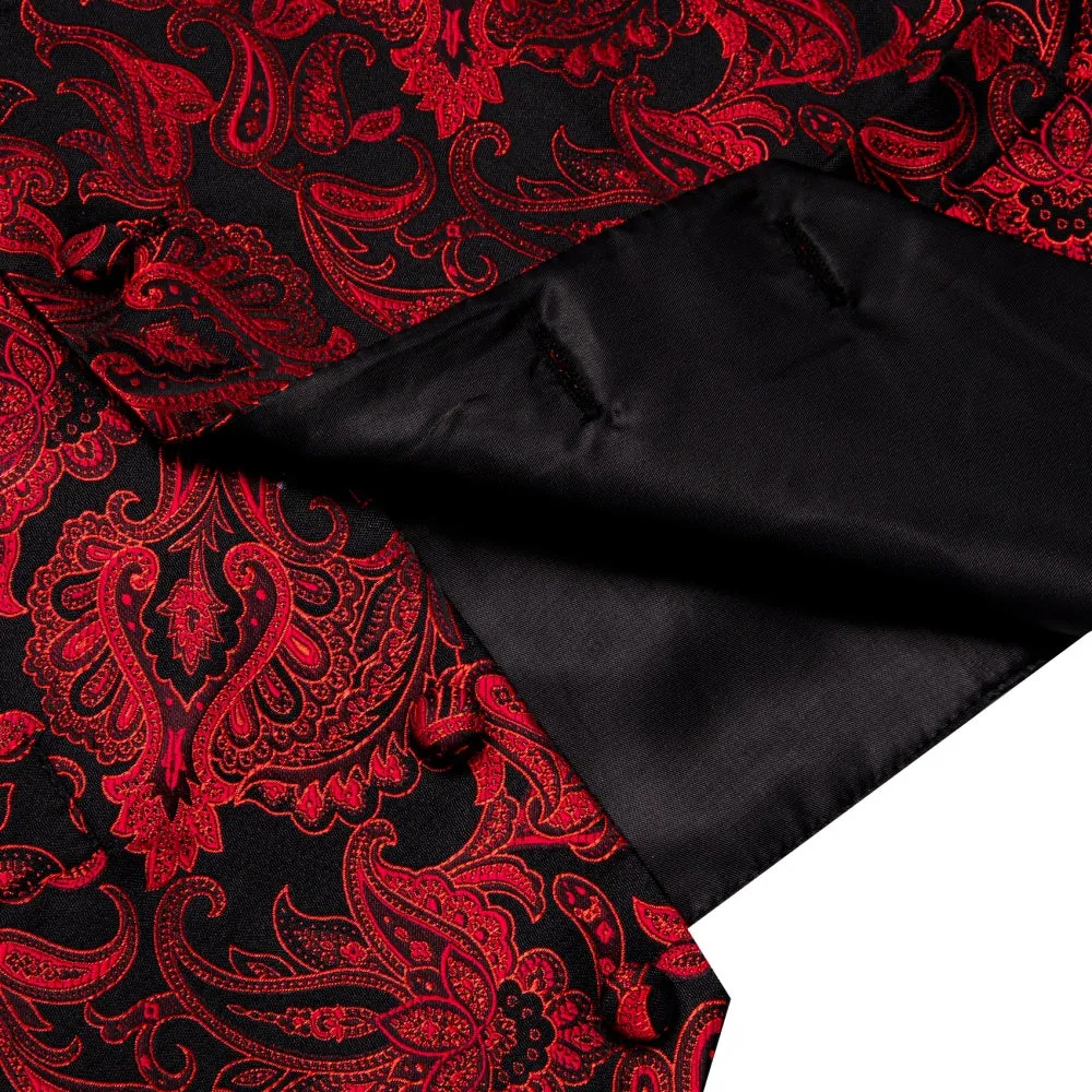 Ties2you V-Neck Waistcoat Red Jacquard Paisley Men's Vest Necktie Set sold by Ties2You product image thumbnail 5