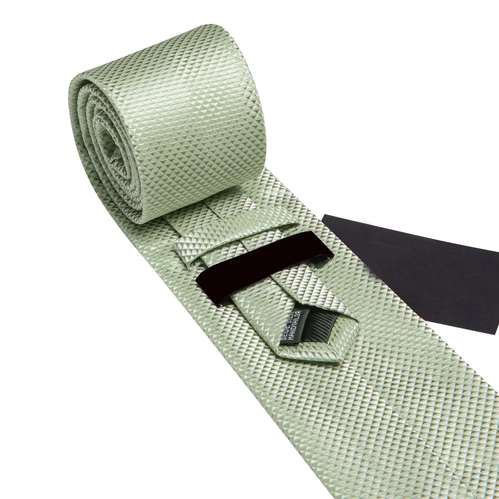 Ties2you Dress Tie Sage Green Novelty Silk Formal Men's Tie Pocket Square Cufflinks Set sold by Ties2You product image thumbnail 5