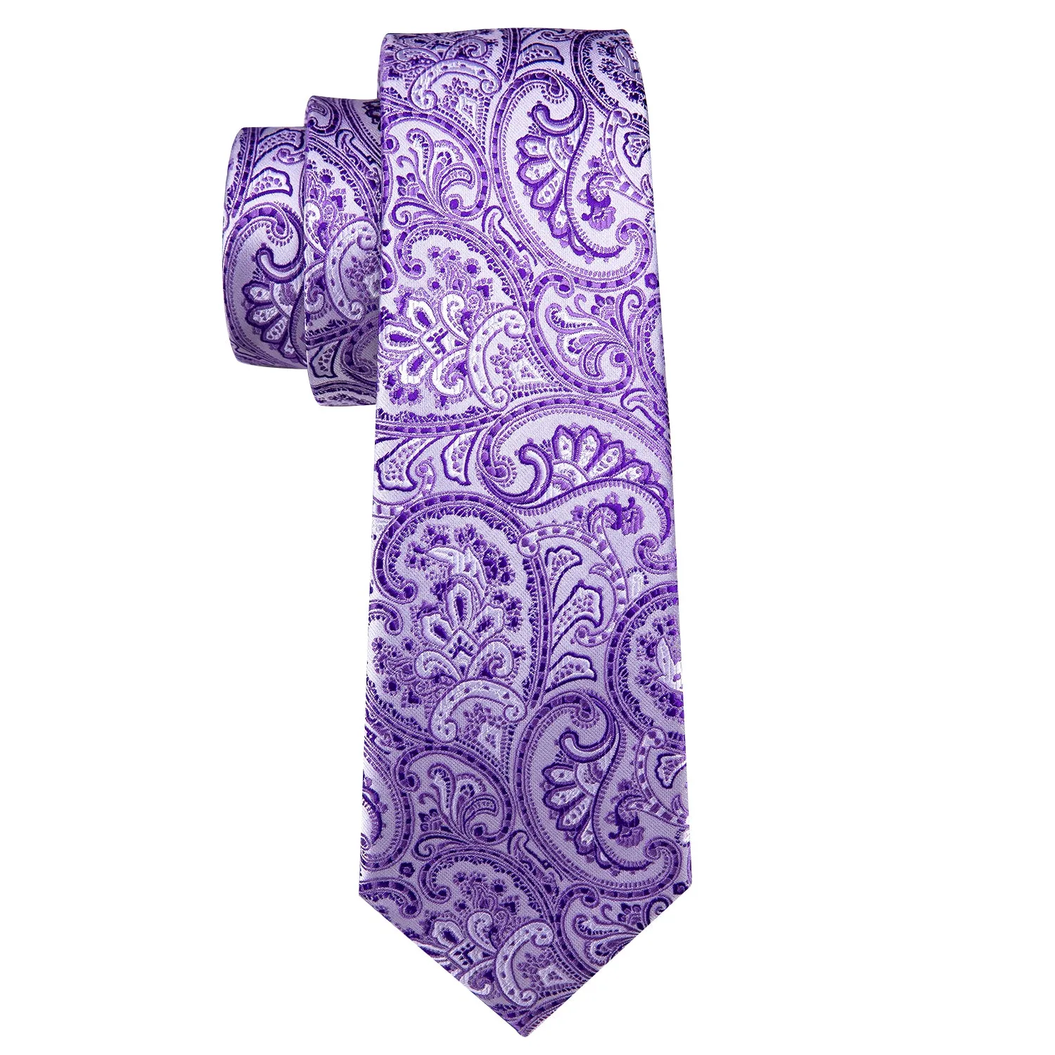 Light Purple Paisley Men's Tie Pocket Square Cufflinks Set sold by Ties2You product image thumbnail 3