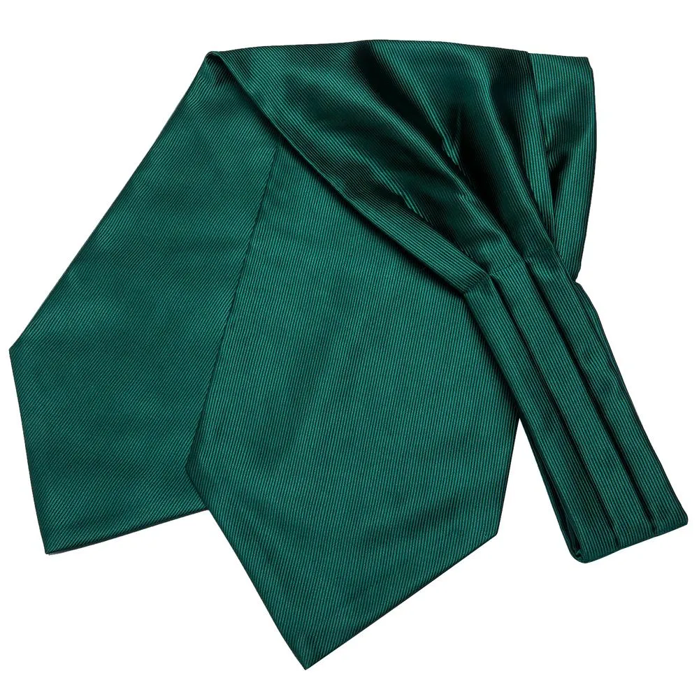 Dark Green Solid Silk Ascot Tie Pocket Square Cufflinks Set sold by Ties2You product image thumbnail 3