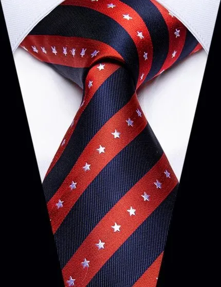 Ties2you Striped Ties Red Blue Star Men's Silk Novelty Single Necktie sold by Ties2You product image thumbnail 2