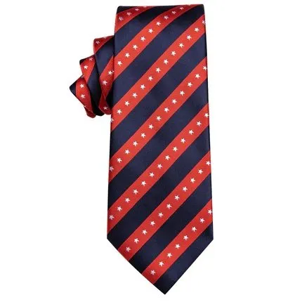 Ties2you Striped Ties Red Blue Star Men's Silk Novelty Single Necktie sold by Ties2You product image thumbnail 3