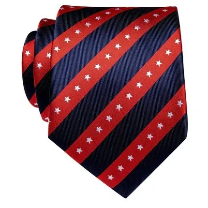 Ties2you Striped Ties Red Blue Star Men's Silk Novelty Single Necktie sold by Ties2You product image thumbnail 4