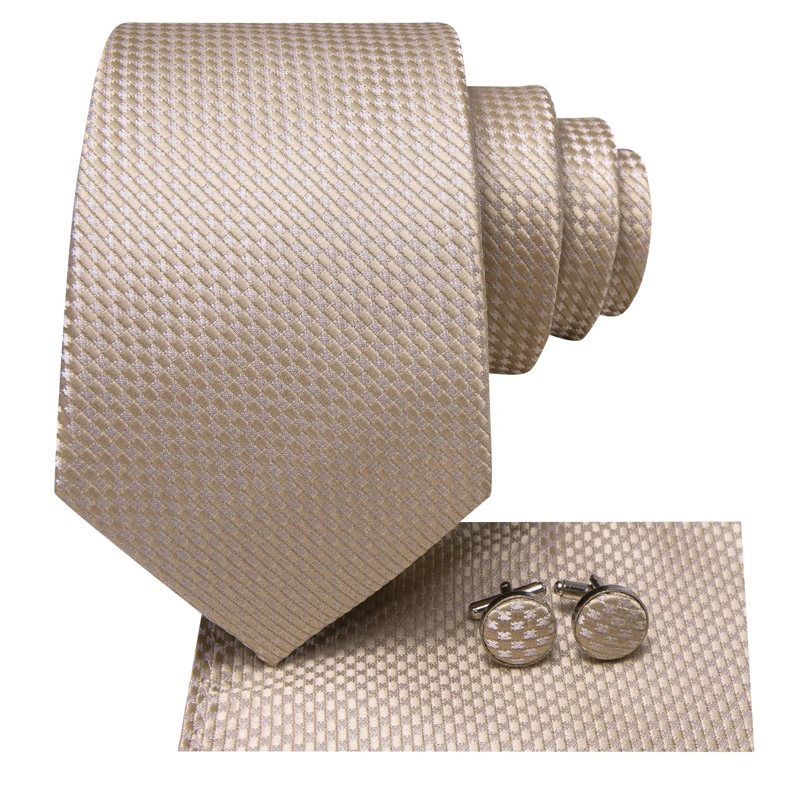 Ties2you Silk Necktie Deep Champagne Plaid Mens Work Dress Tie Set sold by Ties2You product image thumbnail 3