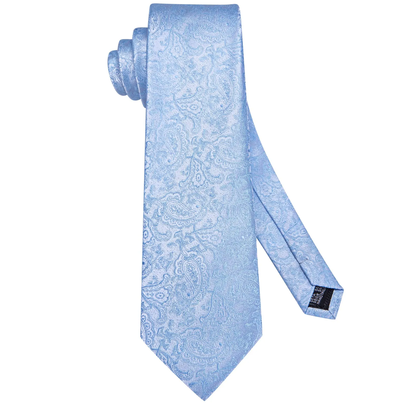 Ties2you Silk Necktie Sky Blue Paisley Mens Tie Handkerchief Cufflinks Set sold by Ties2You product image thumbnail 5