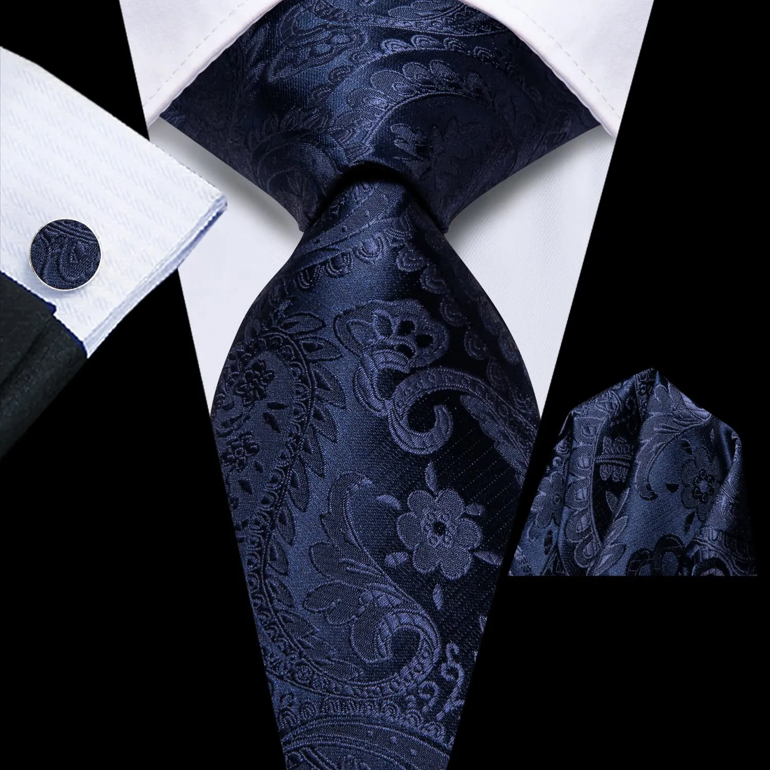 Ties2you Extra Long Tie Oxford Blue Floral 70 Inches Silk Mens Dress Tie Set sold by Ties2You