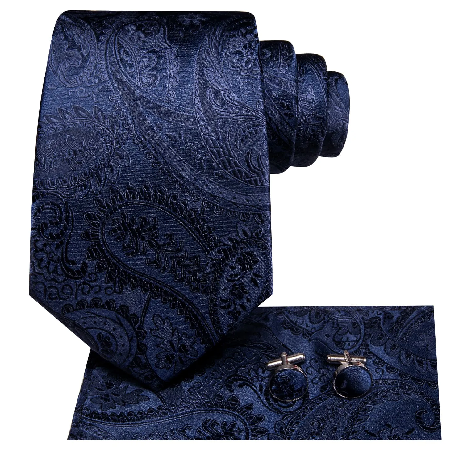 Ties2you Extra Long Tie Oxford Blue Floral 70 Inches Silk Mens Dress Tie Set sold by Ties2You product image thumbnail 3