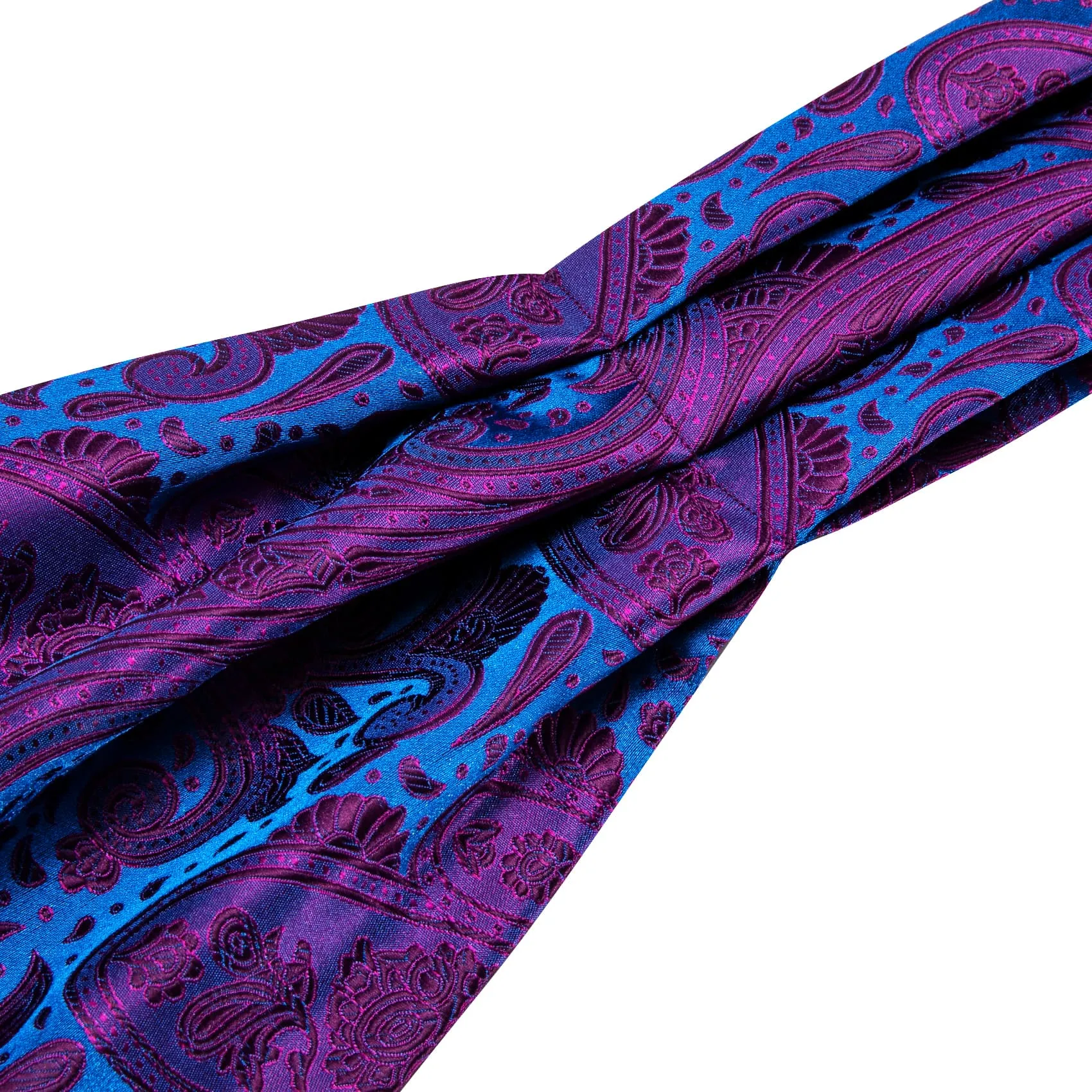 Ties2you Ascot Tie Purple Blue Paisley Silk Mens Ascot Cravat Tie Set sold by Ties2You product image thumbnail 5