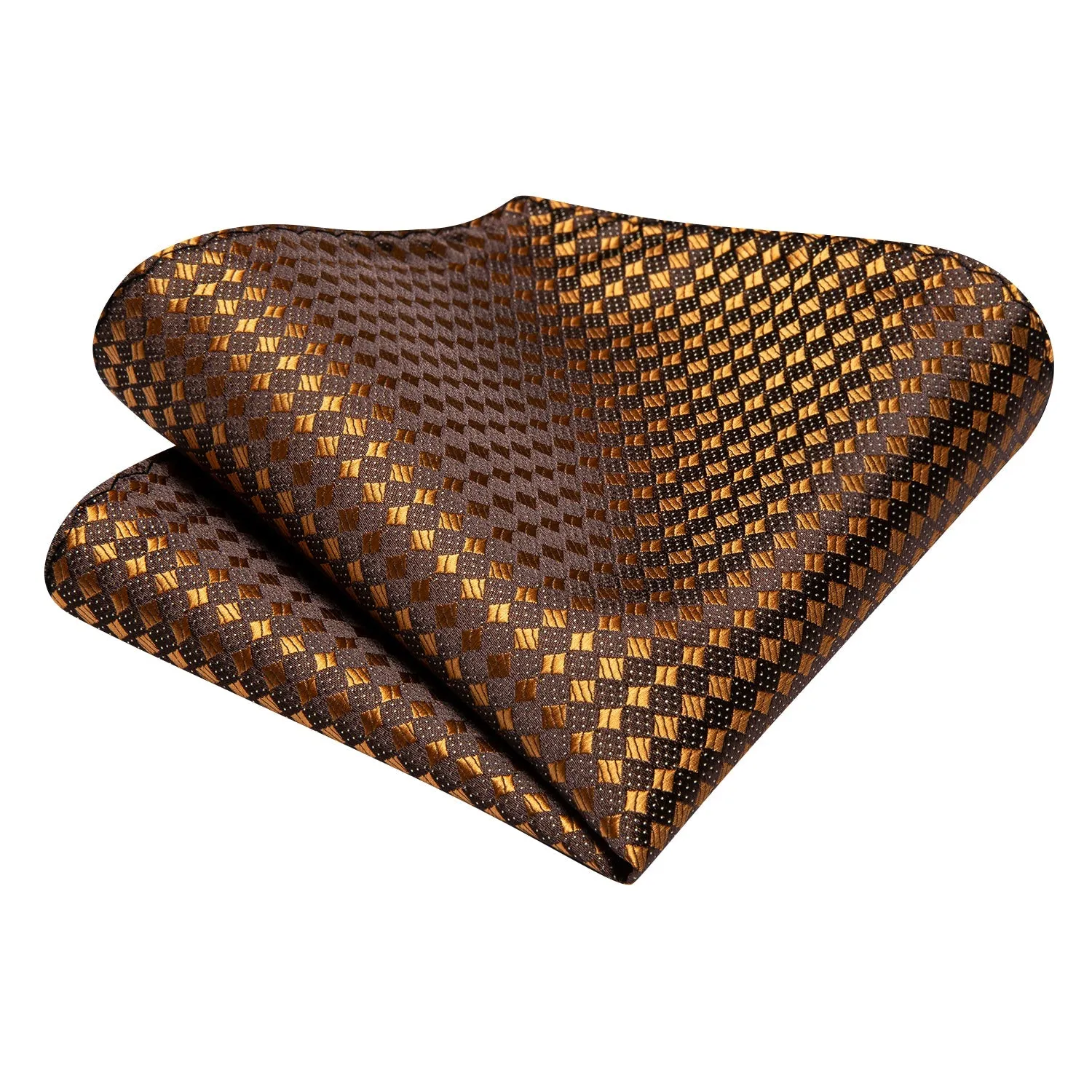 Ties2you Mens Tie Brown Golden Geometric Striped Silk Tie Set Fashion sold by Ties2You product image thumbnail 5