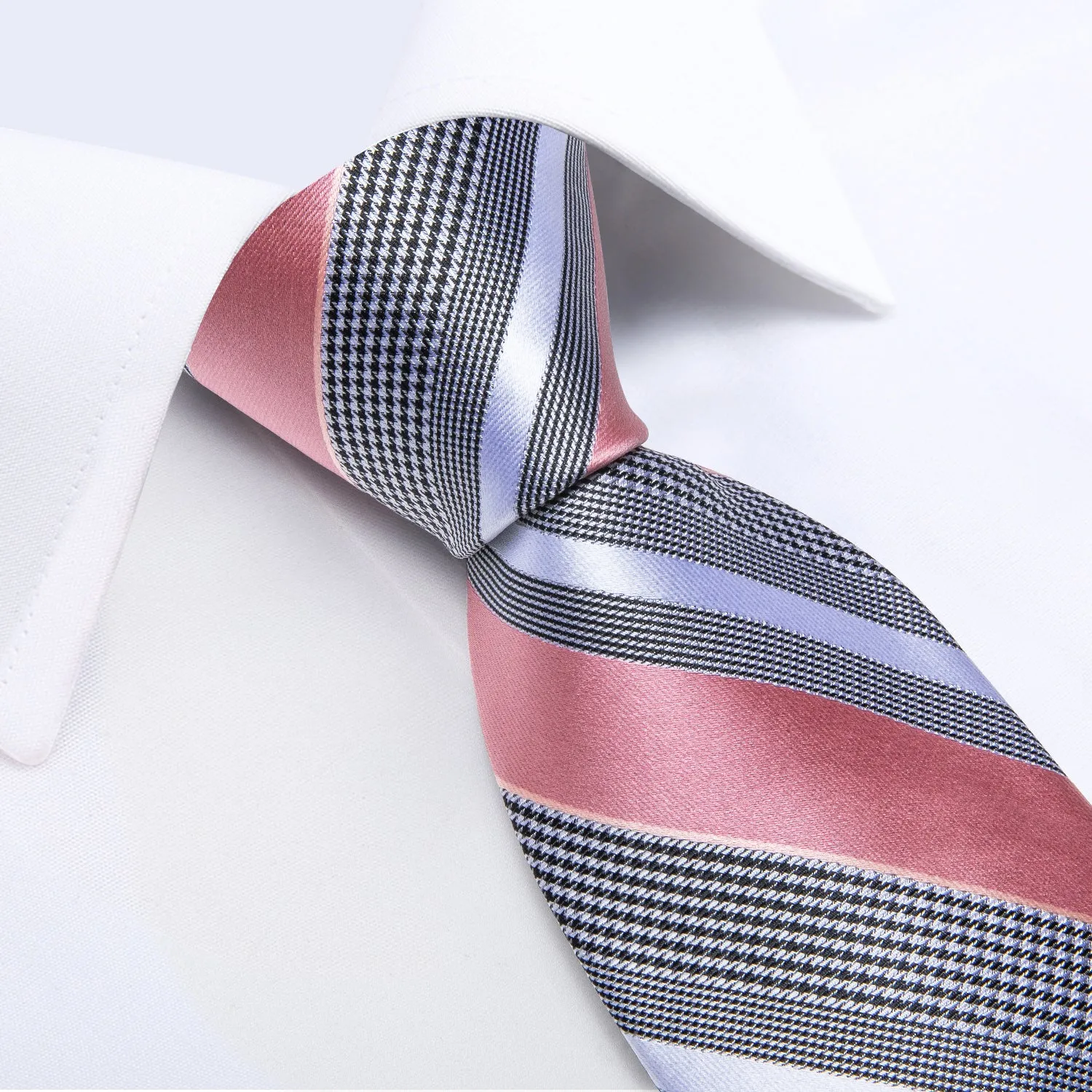 Ties2you Mens Formal Tie Pink Striped Suit Necktie Pocket Square Cufflinks Set sold by Ties2You product image thumbnail 5