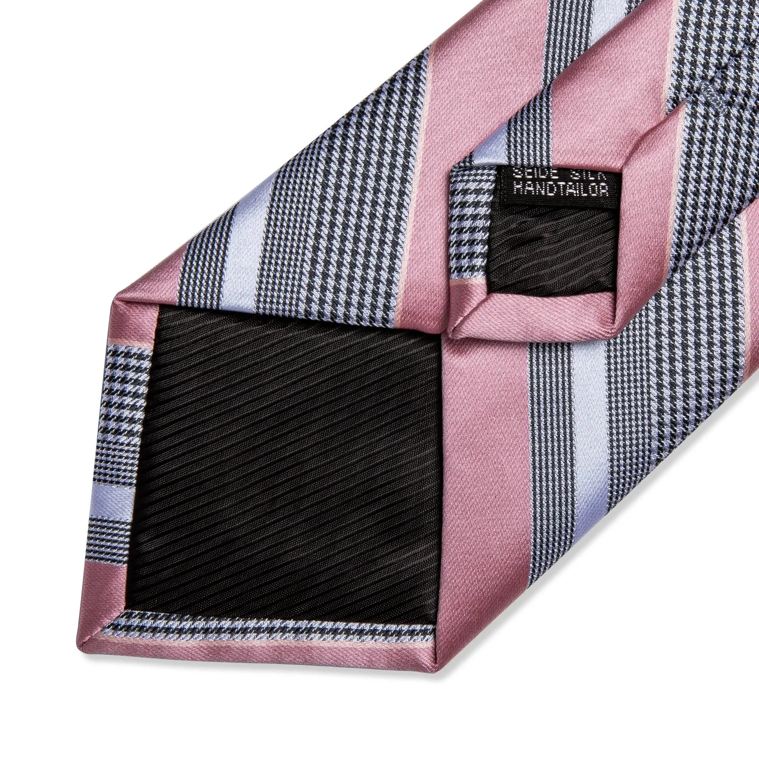 Ties2you Mens Formal Tie Pink Striped Suit Necktie Pocket Square Cufflinks Set sold by Ties2You product image thumbnail 4