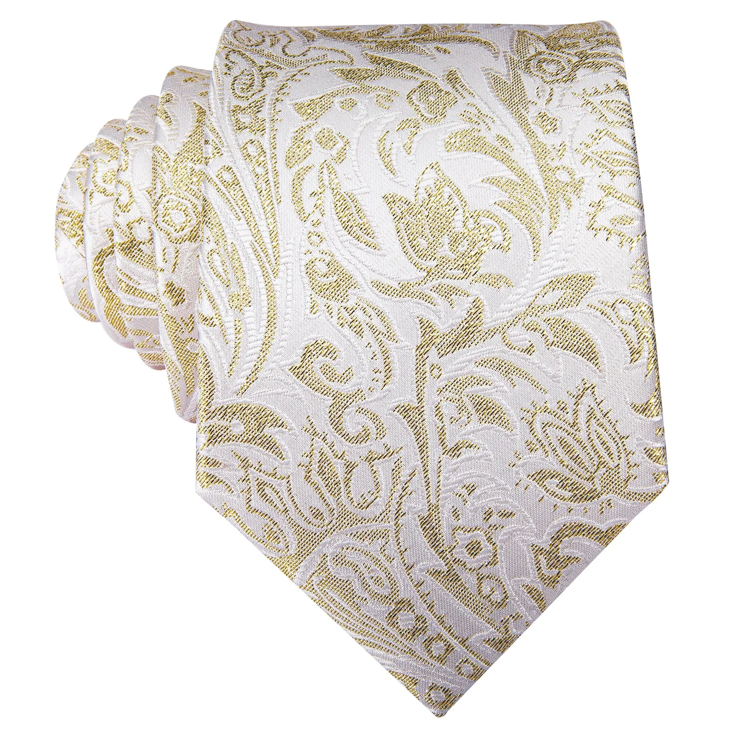 White Yellow Floral Necktie Pocket Square Cufflinks Set sold by Ties2You product image thumbnail 3