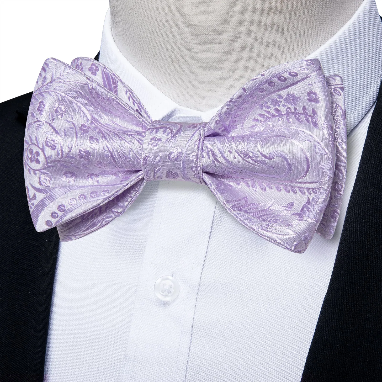 Ties2you Men's Floral Lavender Bowtie Self-tie Bow Tie Wedding Pocket Square Cufflinks Set sold by Ties2You