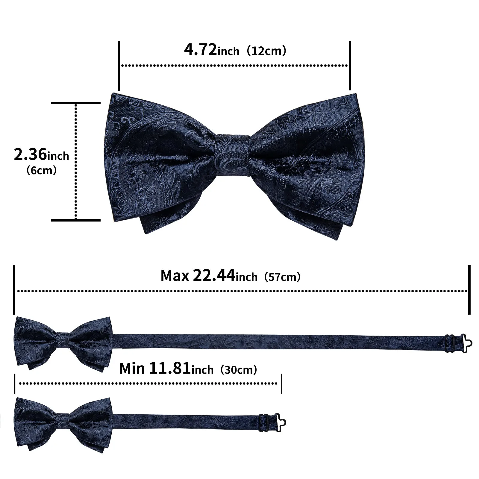 BlackBlue Paisley Men Pre-tied Bowtie Pocket Square Cufflinks Set sold by Ties2You product image thumbnail 3