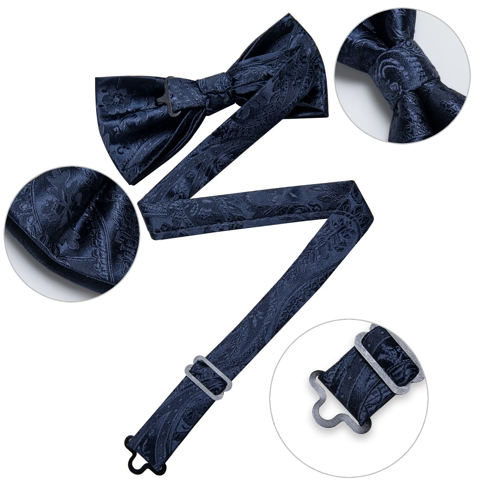 BlackBlue Paisley Men Pre-tied Bowtie Pocket Square Cufflinks Set sold by Ties2You product image thumbnail 4