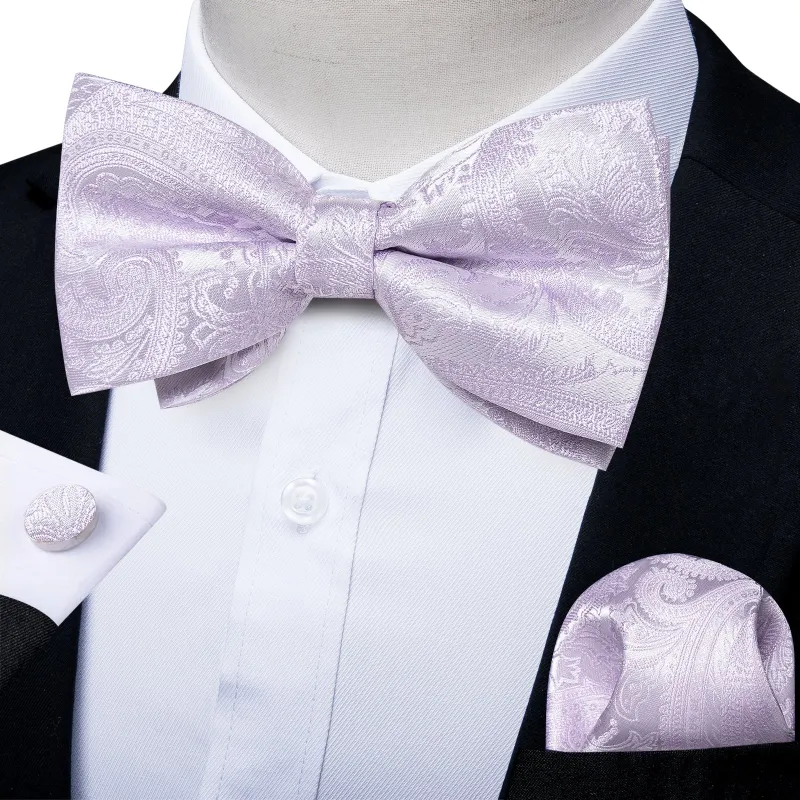 Ties2you Men's Thistle Paisley Bowtie Pre-tied Wedding Bow Tie Hanky Cufflinks Set sold by Ties2You