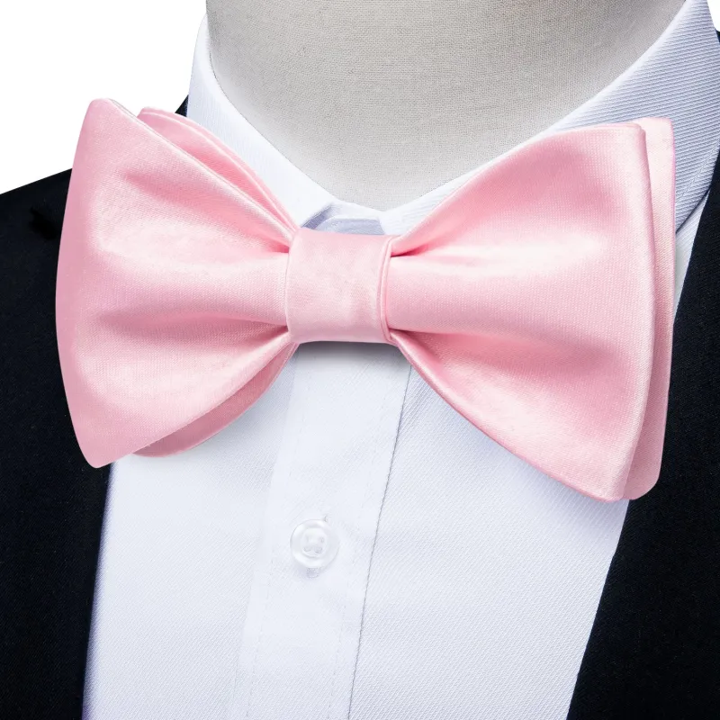 Ties2you Pink Self-tie Tuxedo Bow Tie Solid Formal Bowtie Hanky Cufflinks Set for Men sold by Ties2You