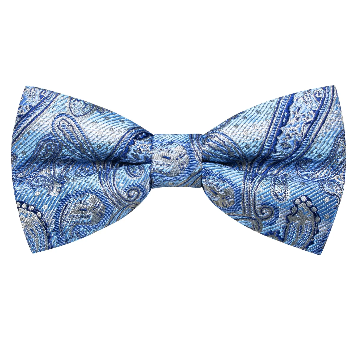 Ties2you Paisley Sky Blue Bowtie Wedding Pre-tied Bow Tie Handkerchief Cufflinks Set sold by Ties2You product image thumbnail 4