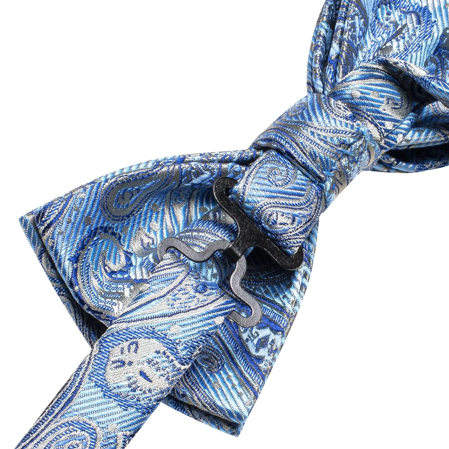Ties2you Paisley Sky Blue Bowtie Wedding Pre-tied Bow Tie Handkerchief Cufflinks Set sold by Ties2You product image thumbnail 5