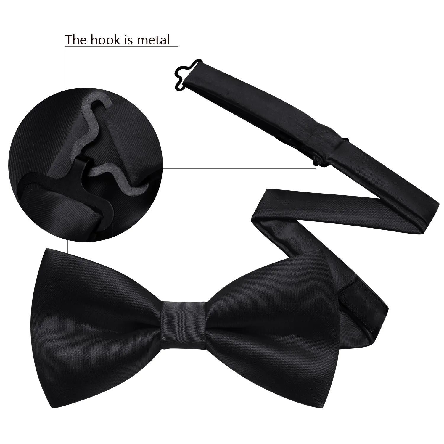 Ties2you Black Pre-tied Tuxedo Bow Tie Solid Formal Bowtie Handkerchief Cufflinks Set sold by Ties2You product image thumbnail 5