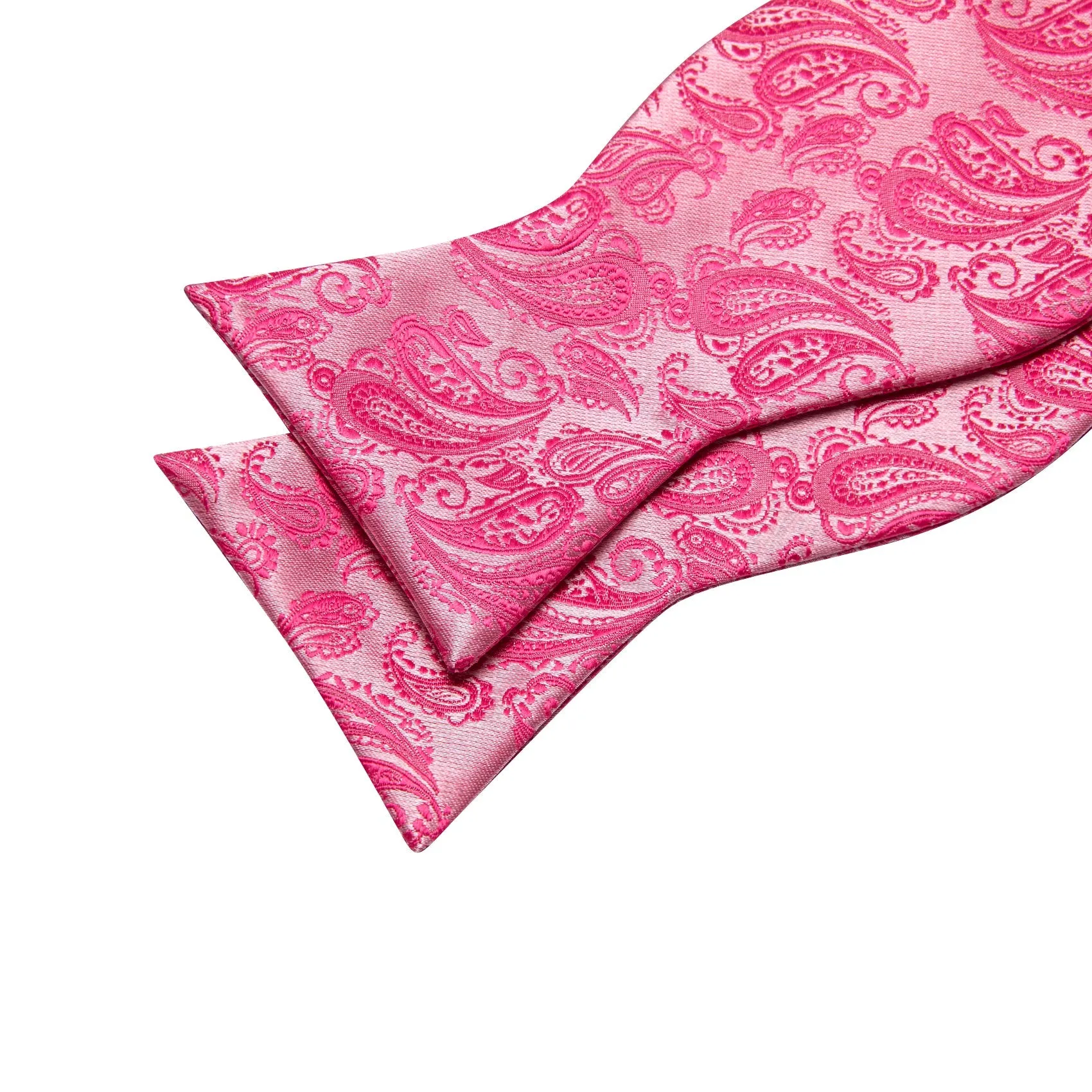 Ties2you Coral Pink Paisley Bowtie Self-tie Casual Bow Tie Handkerchief Cufflinks Set sold by Ties2You product image thumbnail 5