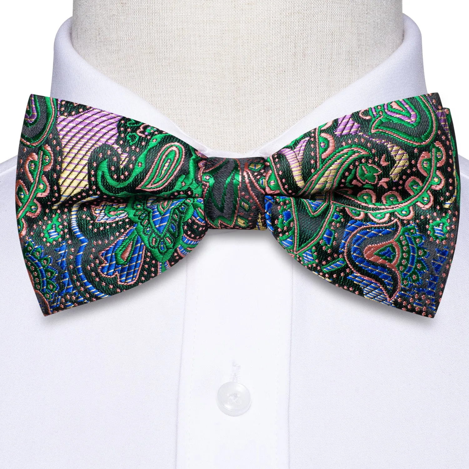 Ties2you Men's Gradient Green Bow Tie Wedding Pre-tied Bowtie Handkerchief Cufflinks Set sold by Ties2You product image thumbnail 5