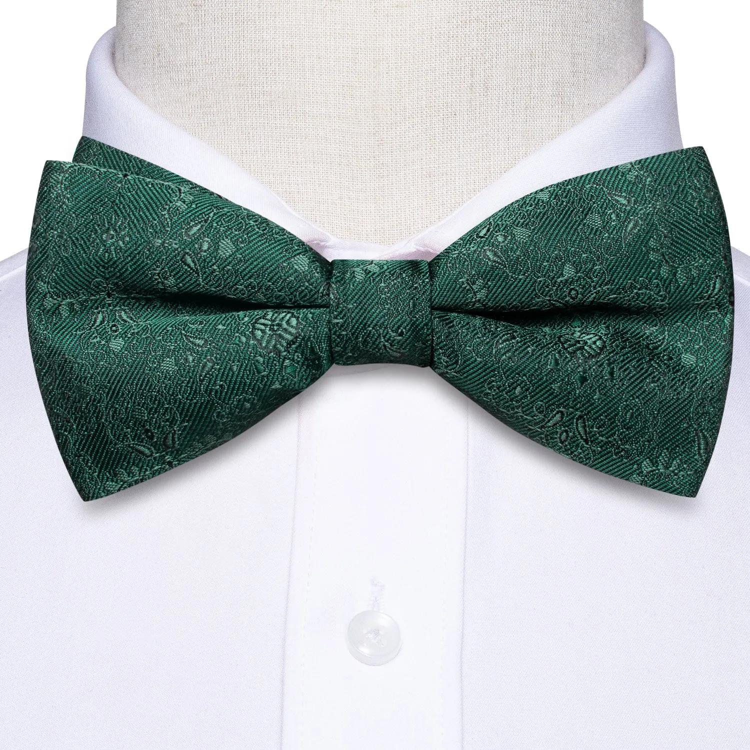 Ties2you Men's Green Pre-tied Bowtie Floral Wedding Bow Tie Handkerchief Cufflinks Set sold by Ties2You product image thumbnail 5