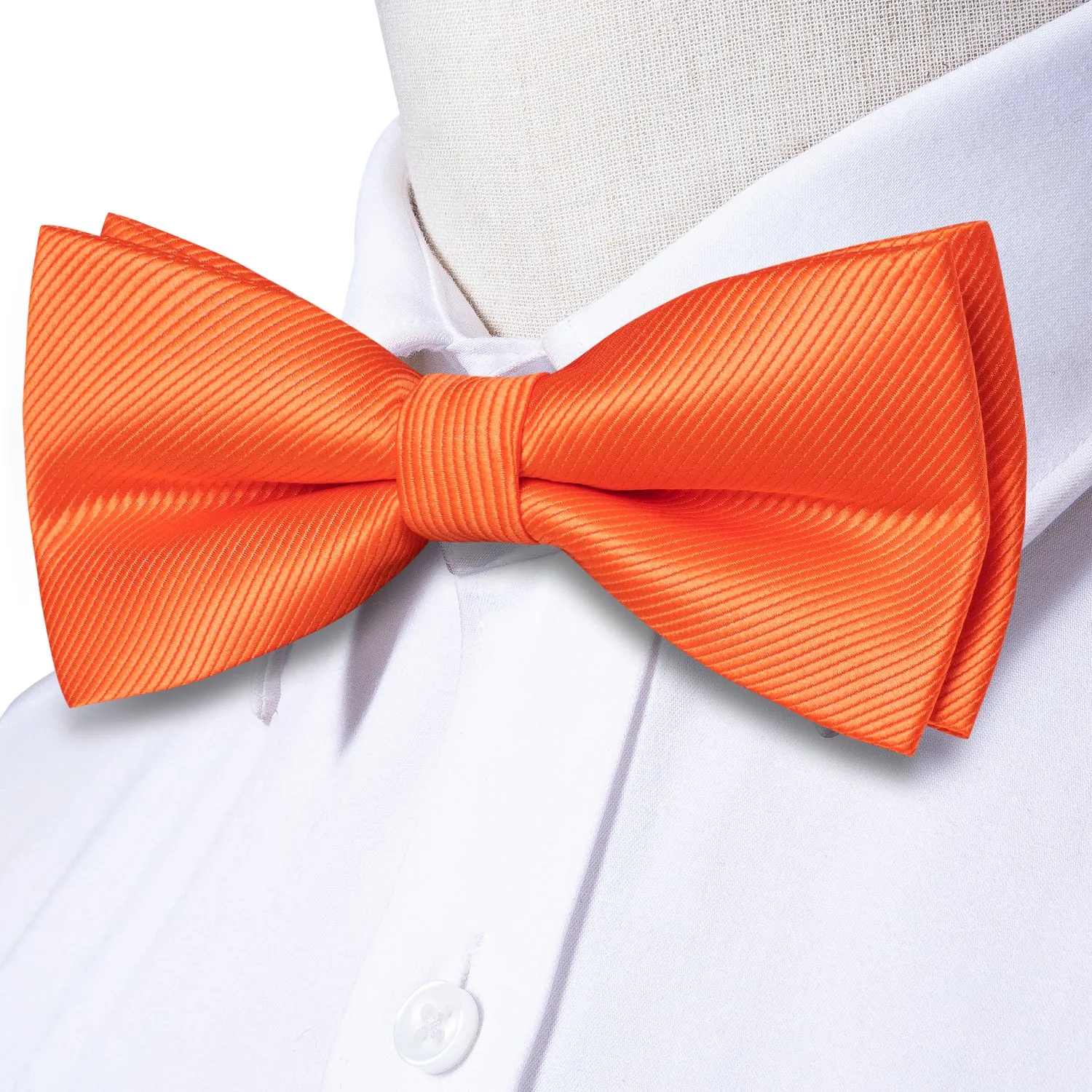 Ties2you Orange Pre-tied Tuxedo Bow Tie Striped Casual Bowtie Handkerchief Cufflinks Set sold by Ties2You product image thumbnail 5