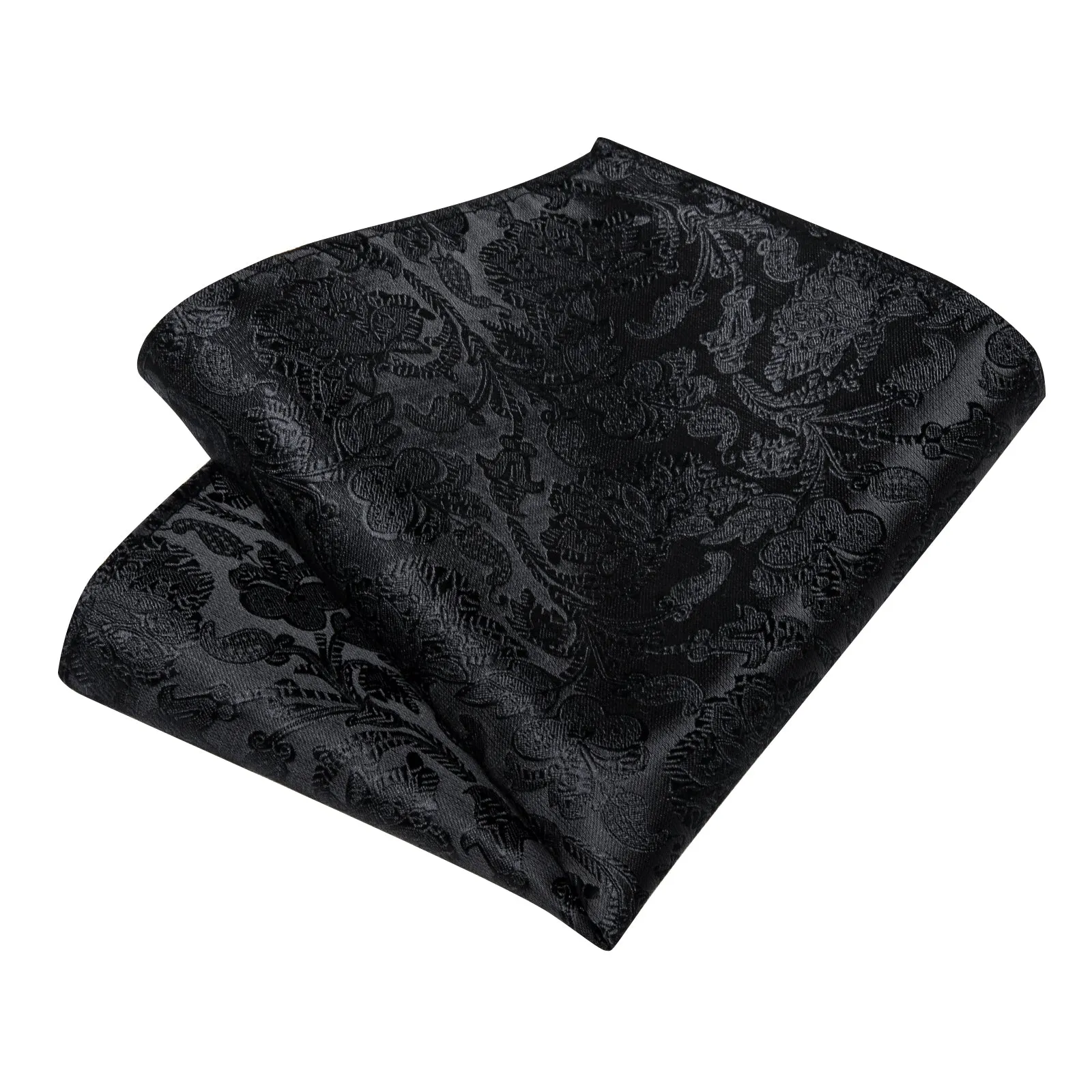 Black Floral Embossed Men's Necktie Hanky Cufflinks Set sold by Ties2You product image thumbnail 3