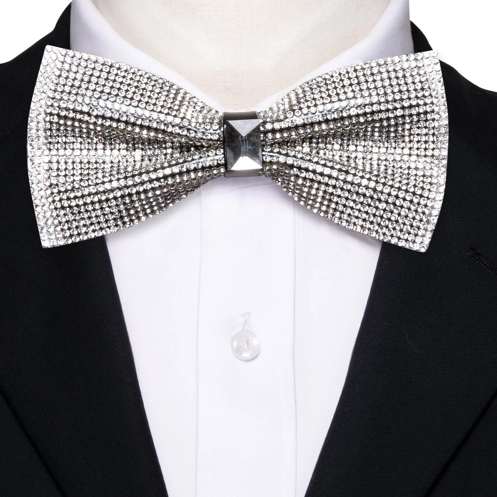 Ties2you Rhinestones Sliver Tuxedo Bow Tie Pre-tied Wedding Party Bowtie for Men sold by Ties2You