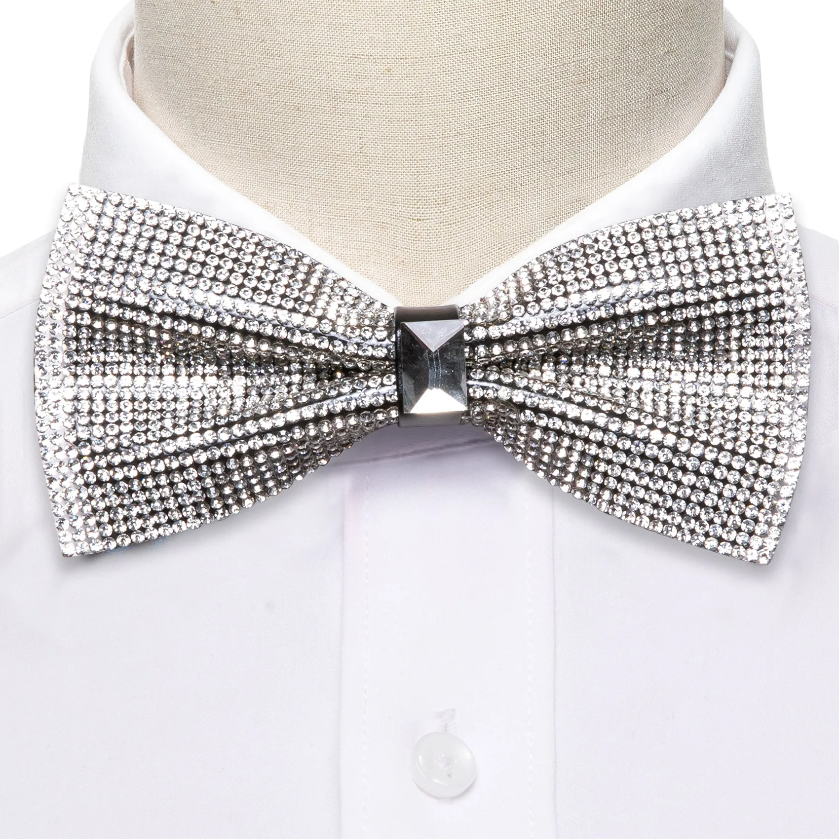 Ties2you Rhinestones Sliver Tuxedo Bow Tie Pre-tied Wedding Party Bowtie for Men sold by Ties2You product image thumbnail 4