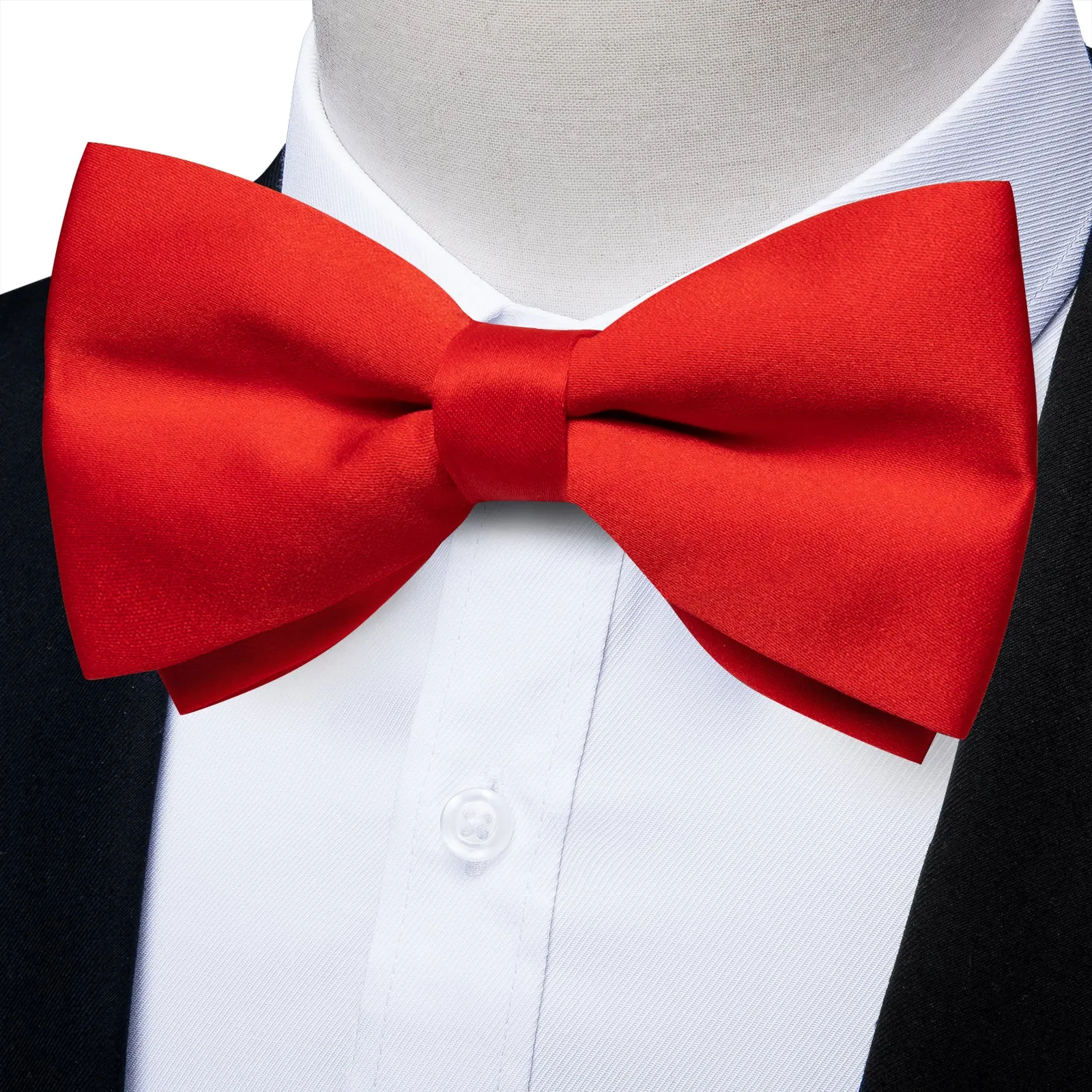 Ties2you Men's Solid Bow Tie Red Pre-tied Business Bowtie Pocket Square Cufflinks Set sold by Ties2You product image thumbnail 4