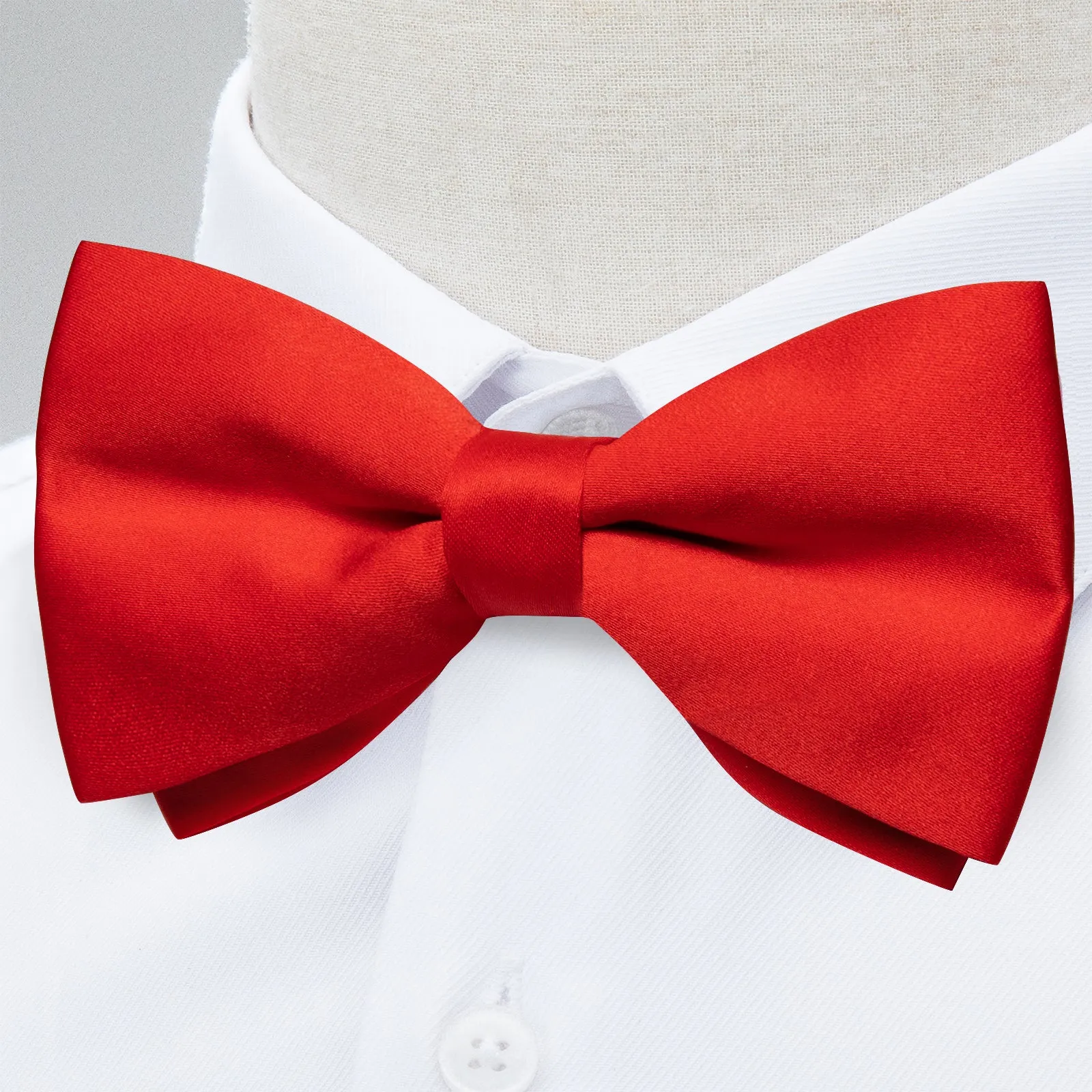 Ties2you Men's Solid Bow Tie Red Pre-tied Business Bowtie Pocket Square Cufflinks Set sold by Ties2You product image thumbnail 5