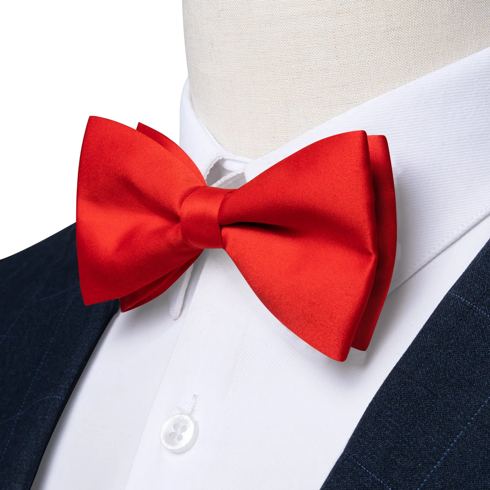 Ties2you Men's Solid Bow Tie Red Pre-tied Business Bowtie Pocket Square Cufflinks Set sold by Ties2You product image thumbnail 2